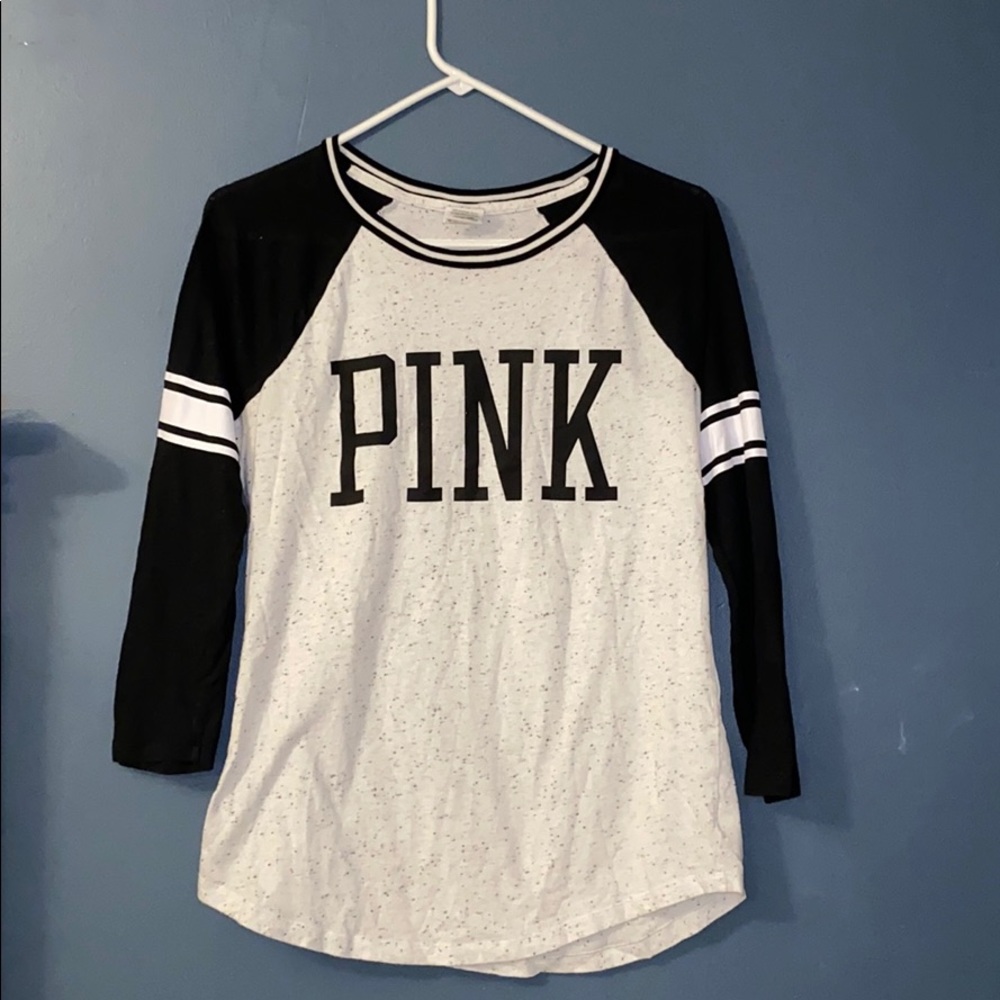 PINK Long Sleeved Baseball Tee